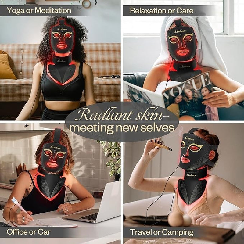 Red Light Therapy Mask Set, Led Mask Light Therapy for Face & Neck Near-Infrared