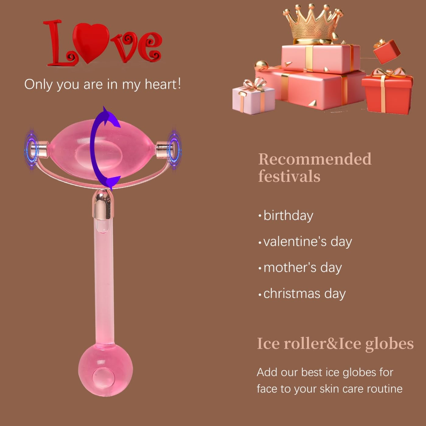 Ice Globes for Facials,Tighten Skin, Reduce Puffiness and Headaches, Enhance Circulation and Complexion (Pink)