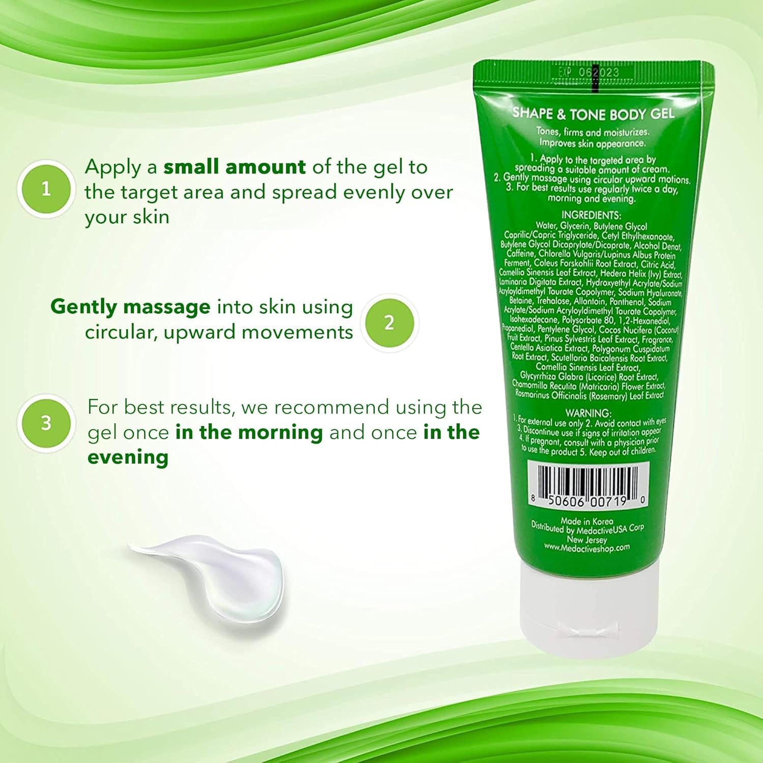 Anti-Cellulite Gel Cream – Body Moisturizer for Arms Legs and Stomach – Lift and Slim Body Cream by Shape and Tone 150 Ml