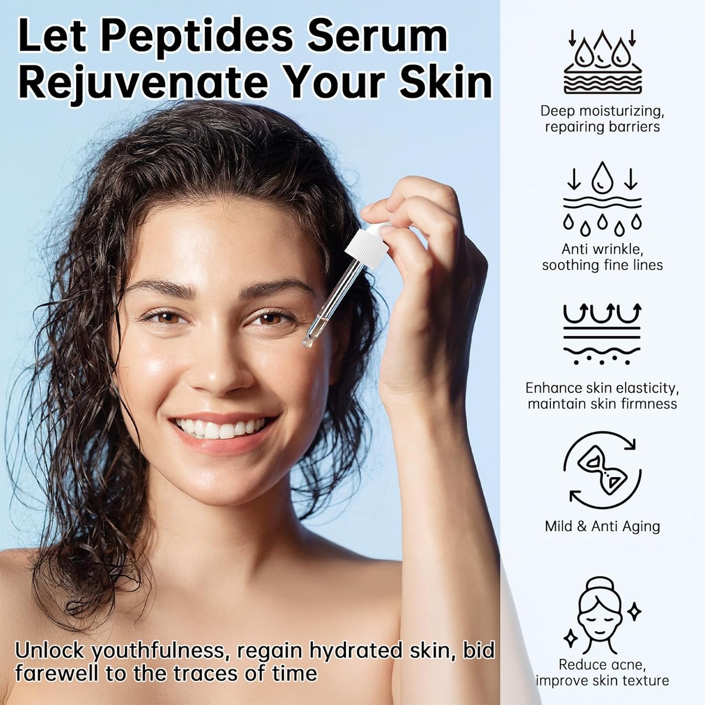 Peptides Serum for Face, 2 PCS Buffet Multi Peptide Face Serum for Anti-Aging, Moisturizing, Fine Lines & Acne.