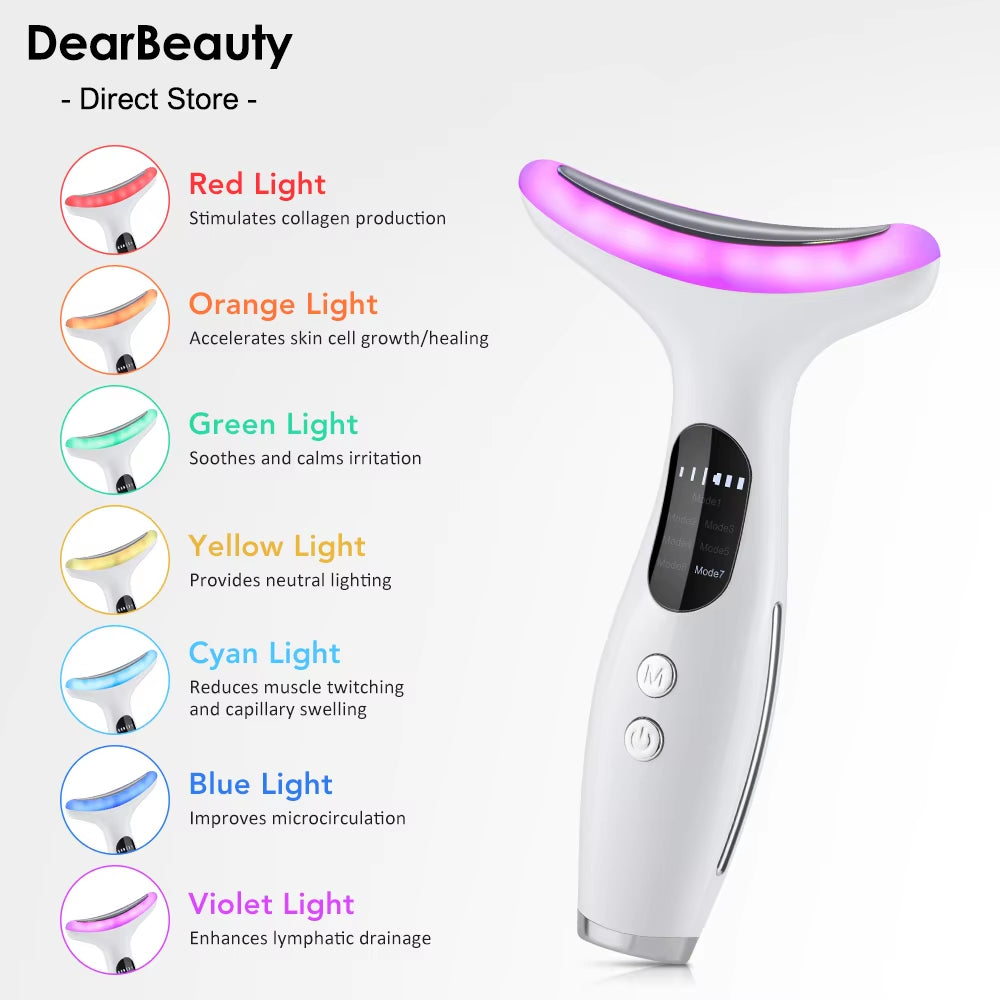 7 Colors LED Face Neck Massager EMS Face Sculpting Tool Skin Rejuvenation Device Facial Lifting Beauty Machine Skin Care Tools