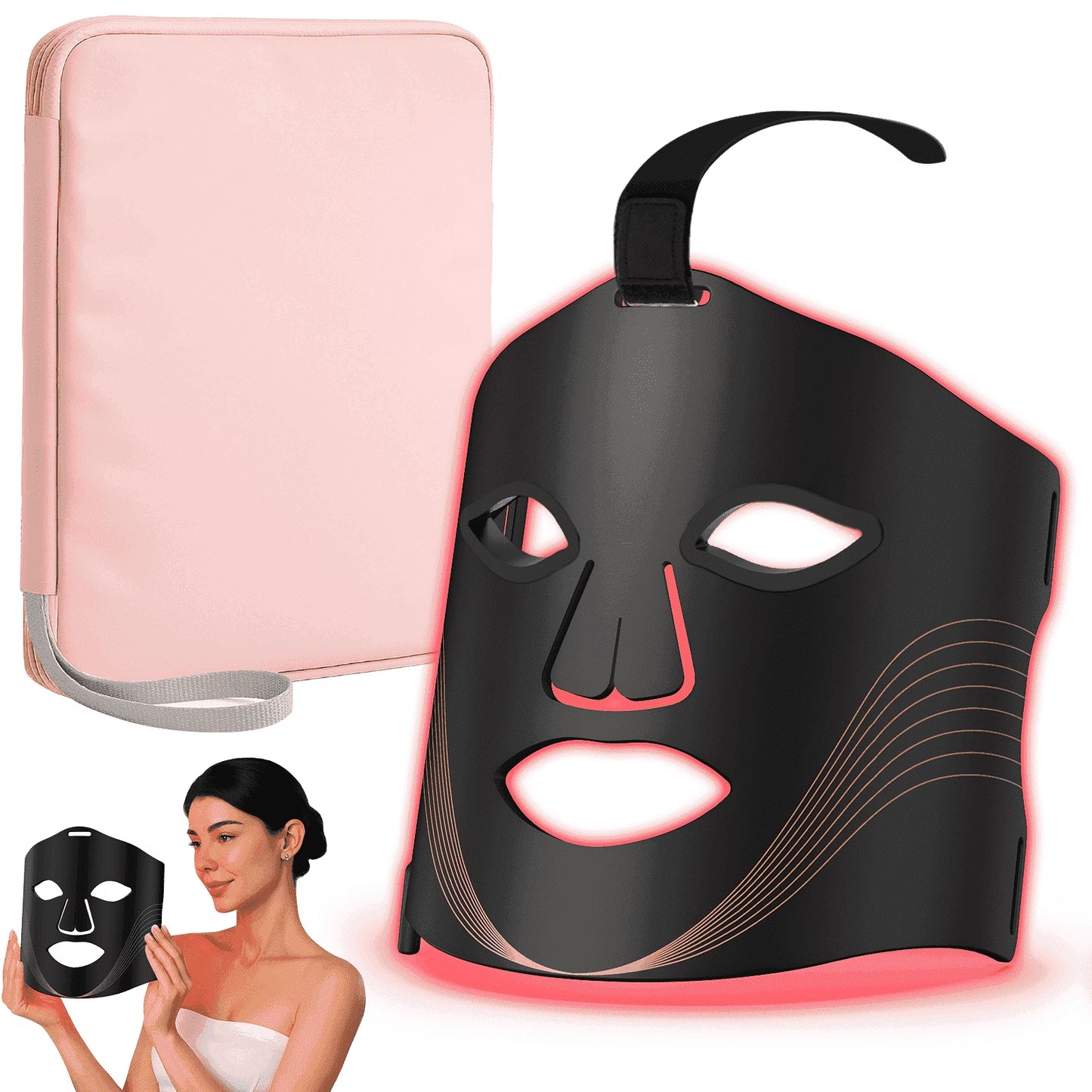 Red Light Therapy for Face, 6 Light Modes Portable Led Face Mask Light Therapy, near Infrared 850 Red Light, 400 LED Beads, Timing Function, Skincare at Home & Travel