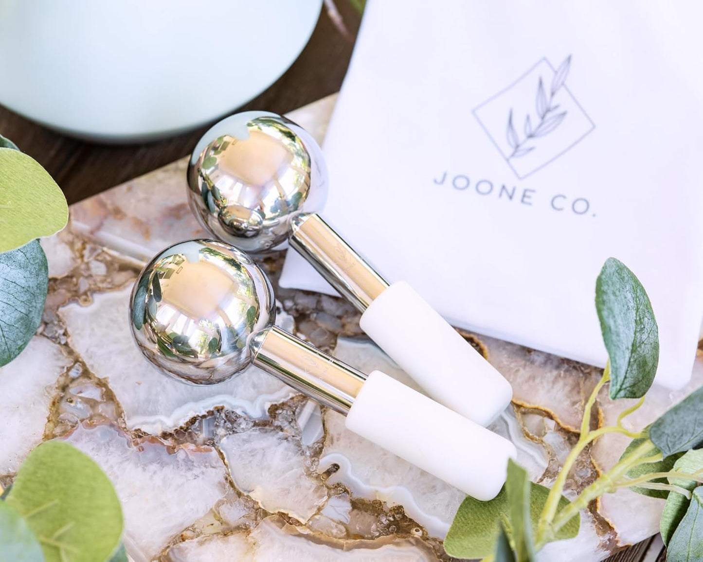 Stainless Steel Face & Eye Roller - 2 Pack Cryo Globes for Face, Neck & Eyes - Reduces Dark Circles & Wrinkles