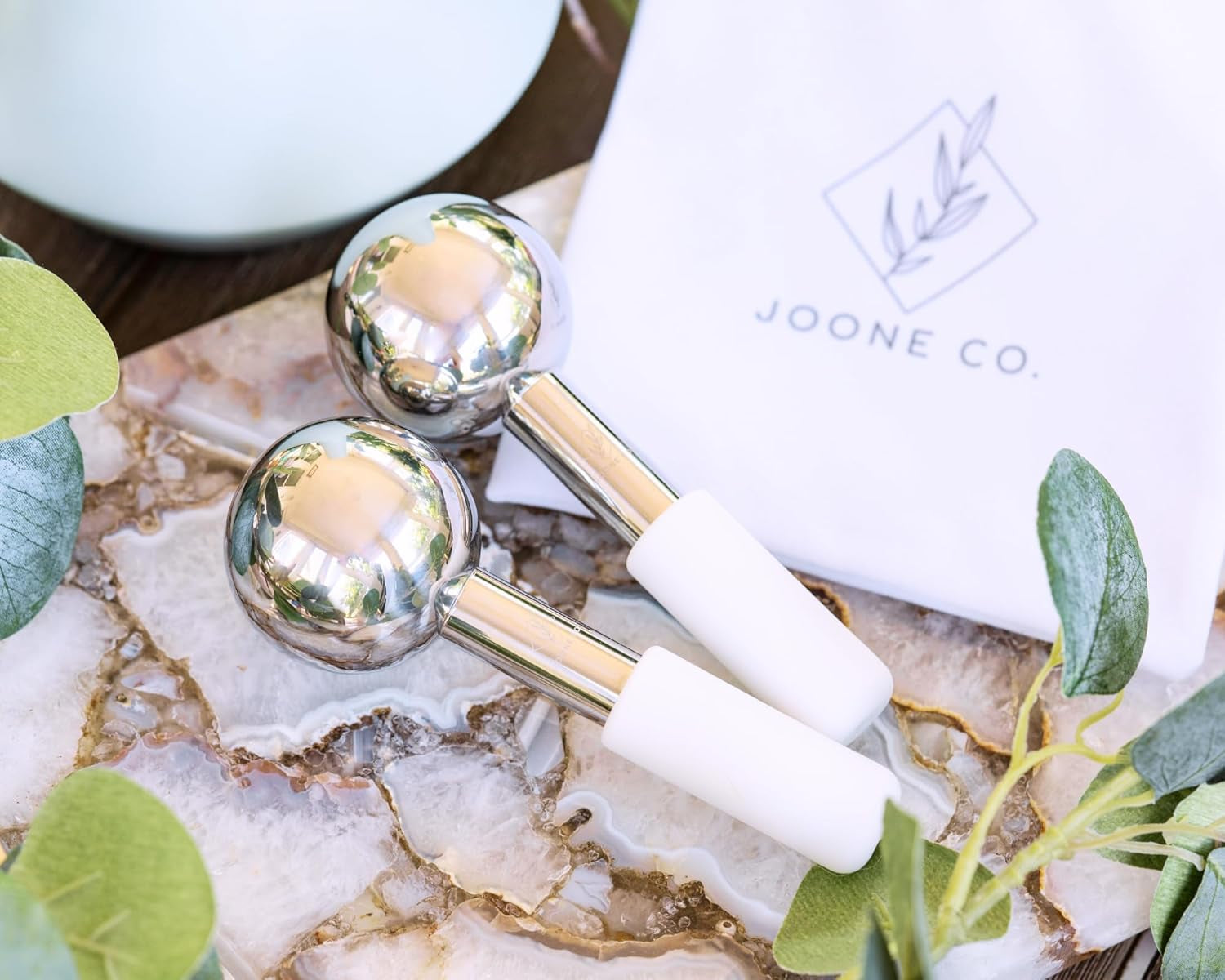 Stainless Steel Face & Eye Roller - 2 Pack Cryo Globes for Face, Neck & Eyes - Reduces Dark Circles & Wrinkles