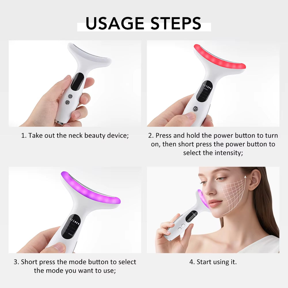 7 Colors LED Face Neck Massager EMS Face Sculpting Tool Skin Rejuvenation Device Facial Lifting Beauty Machine Skin Care Tools