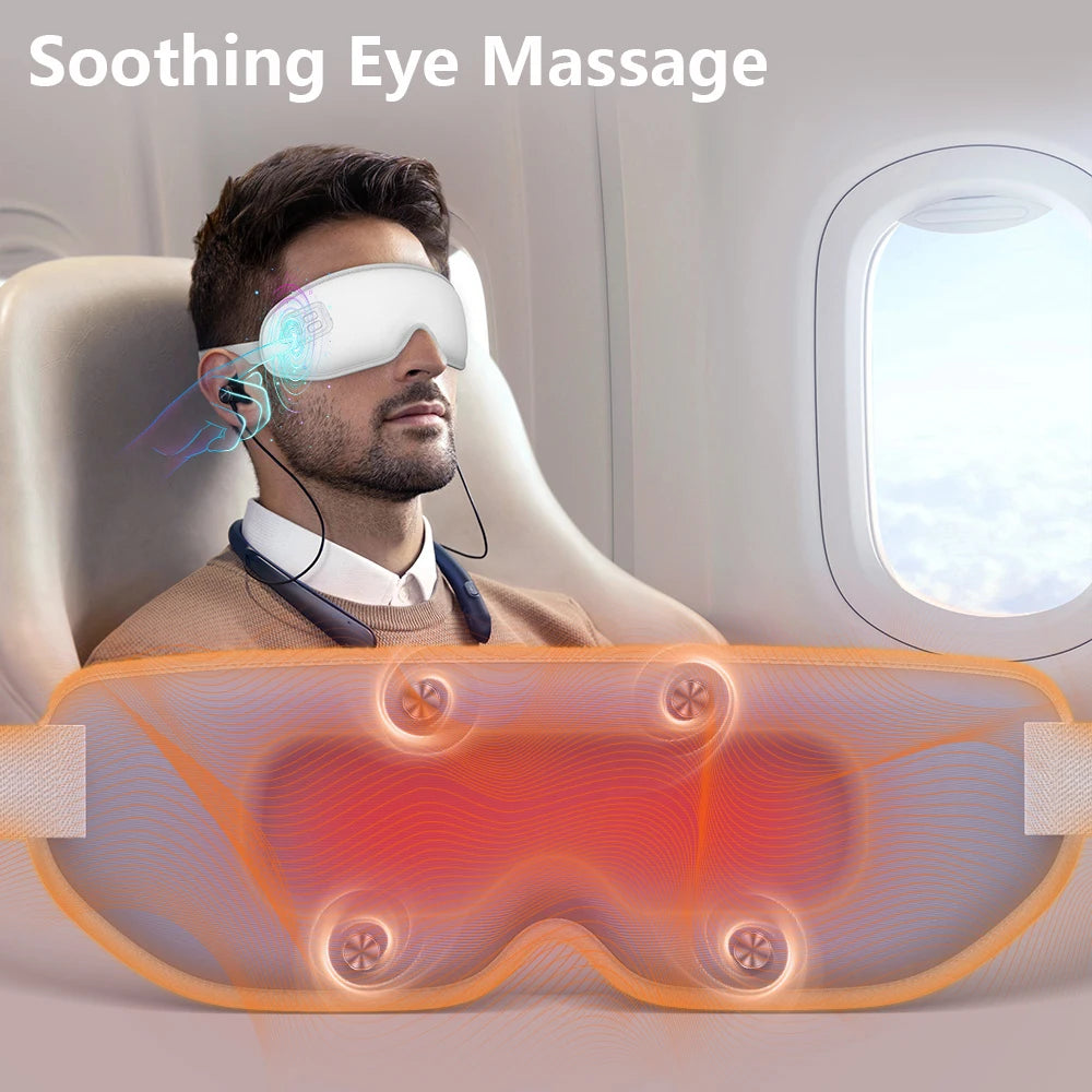Cold & Hot Compress Eye Mask Vibration Heated Eye Massager 3D Design Soothing Massage Eye Care Relax Relif Fatigue Sleep Travel