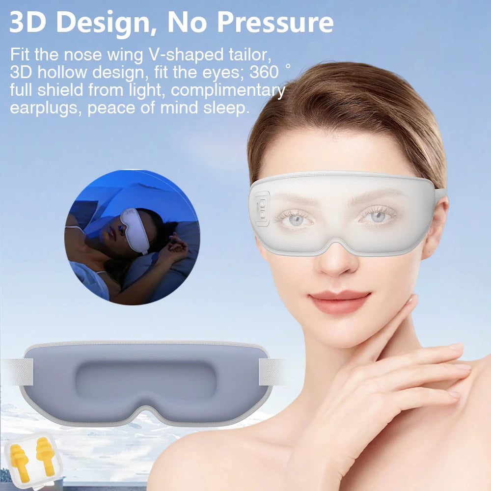 Cold & Hot Compress Eye Mask Vibration Heated Eye Massager 3D Design Soothing Massage Eye Care Relax Relif Fatigue Sleep Travel