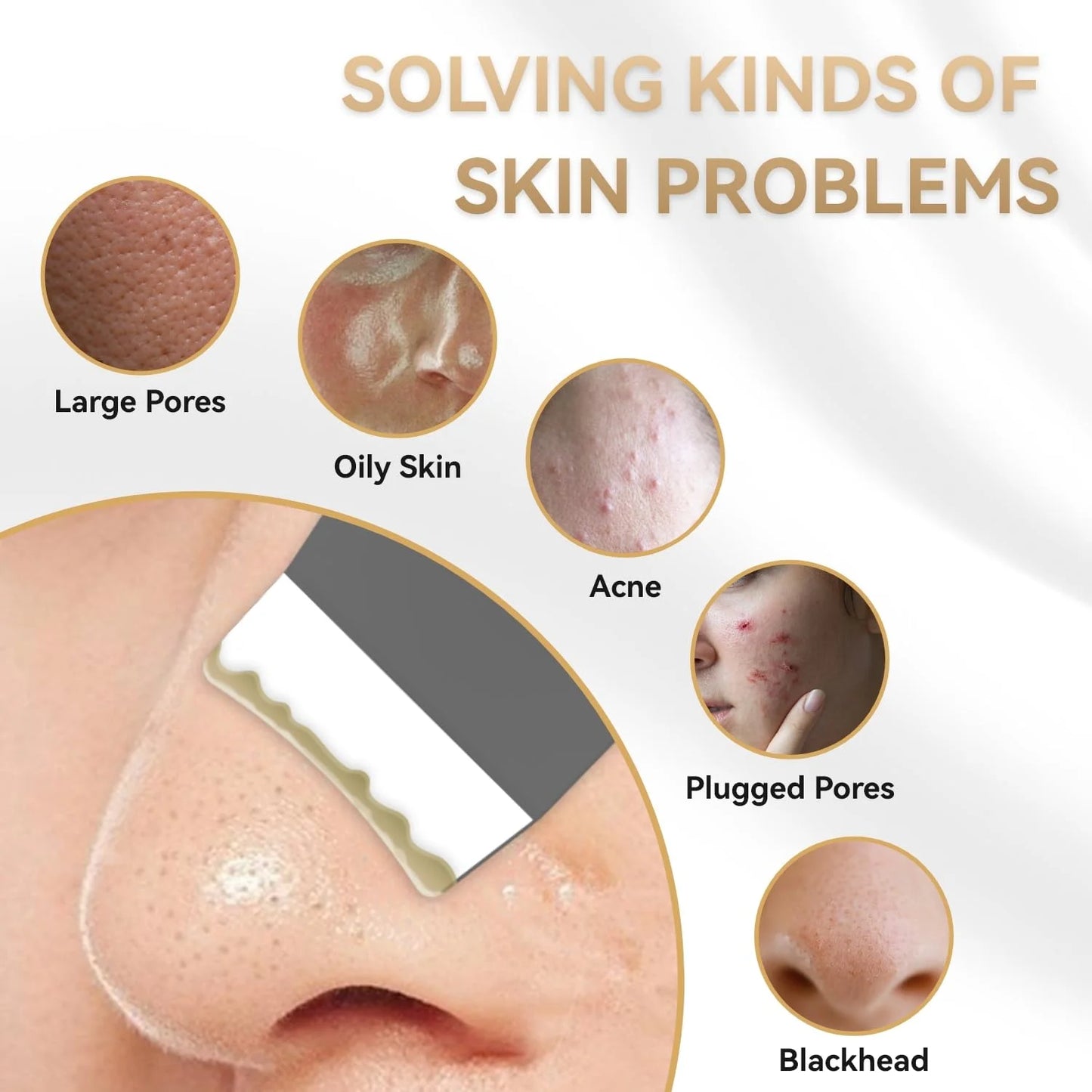 Skin Scrubber Face Spatula Skin Spatula Pore Cleaner Blackhead Remover Tools with 4 Modes, Ultrasonic Face Cleanser Blackhead Extractor for Deep Cleansing, 4 in 1 Facial Skin Care Tool