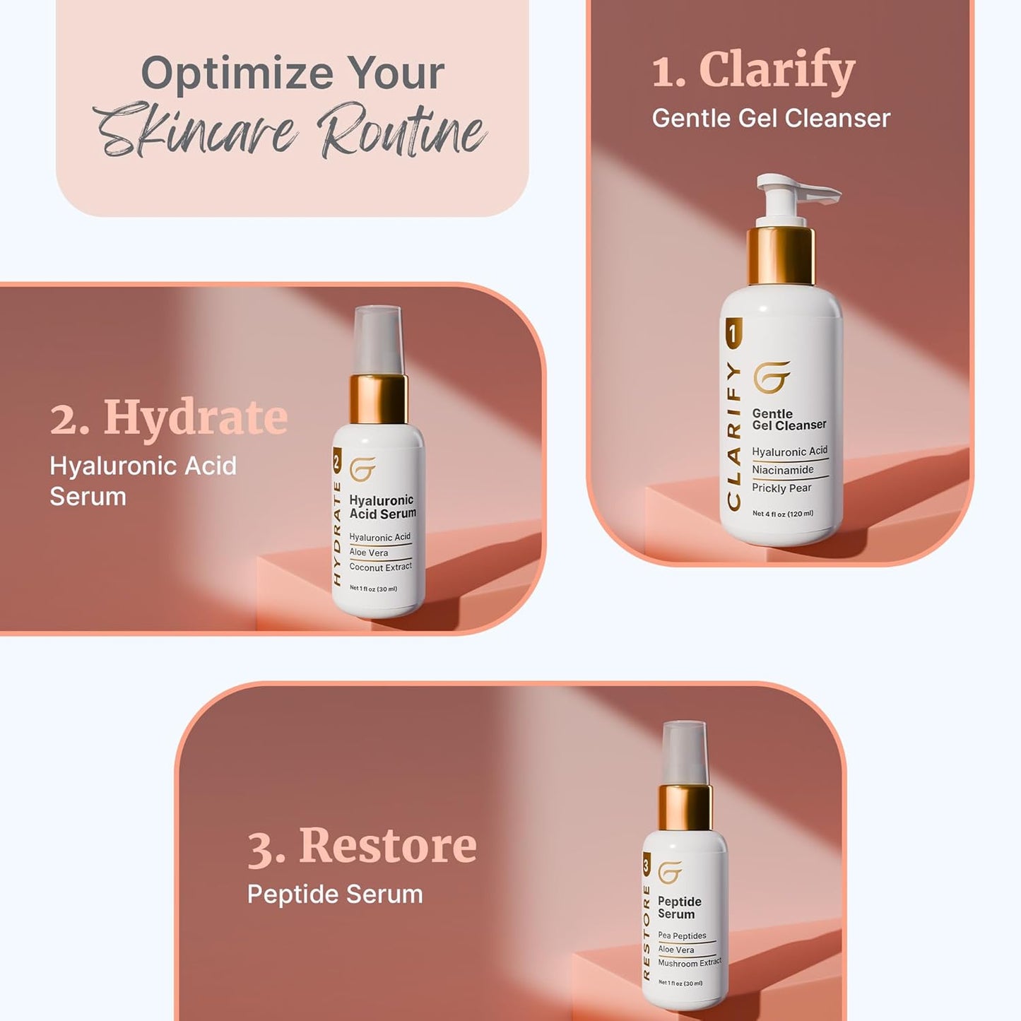 Peptide Serum for Face - Anti-Aging Facial Serum Helps Tighten & Firm Skin - Boosts Collagen & Elastin for Smooth & Supple Skin - Reduce Appearance of Hyperpigmentation & Uneven Skin Tone