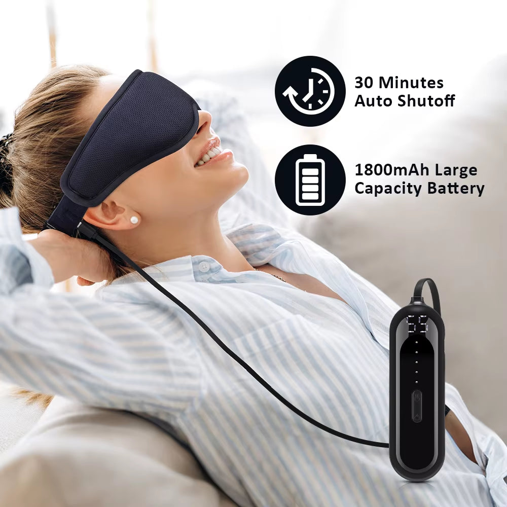 3D Vibration Eye Massager Eyeshade Rechargeable Hot Compress Eyemask for Dry Eyes Eye Mask for Sleeping Light Blocking Women Men