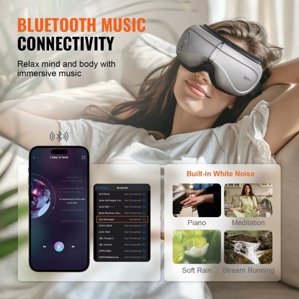Intelliglow Heated Eye Massager Bluetooth Music 180 Foldable Eye Care Device 5 Modes