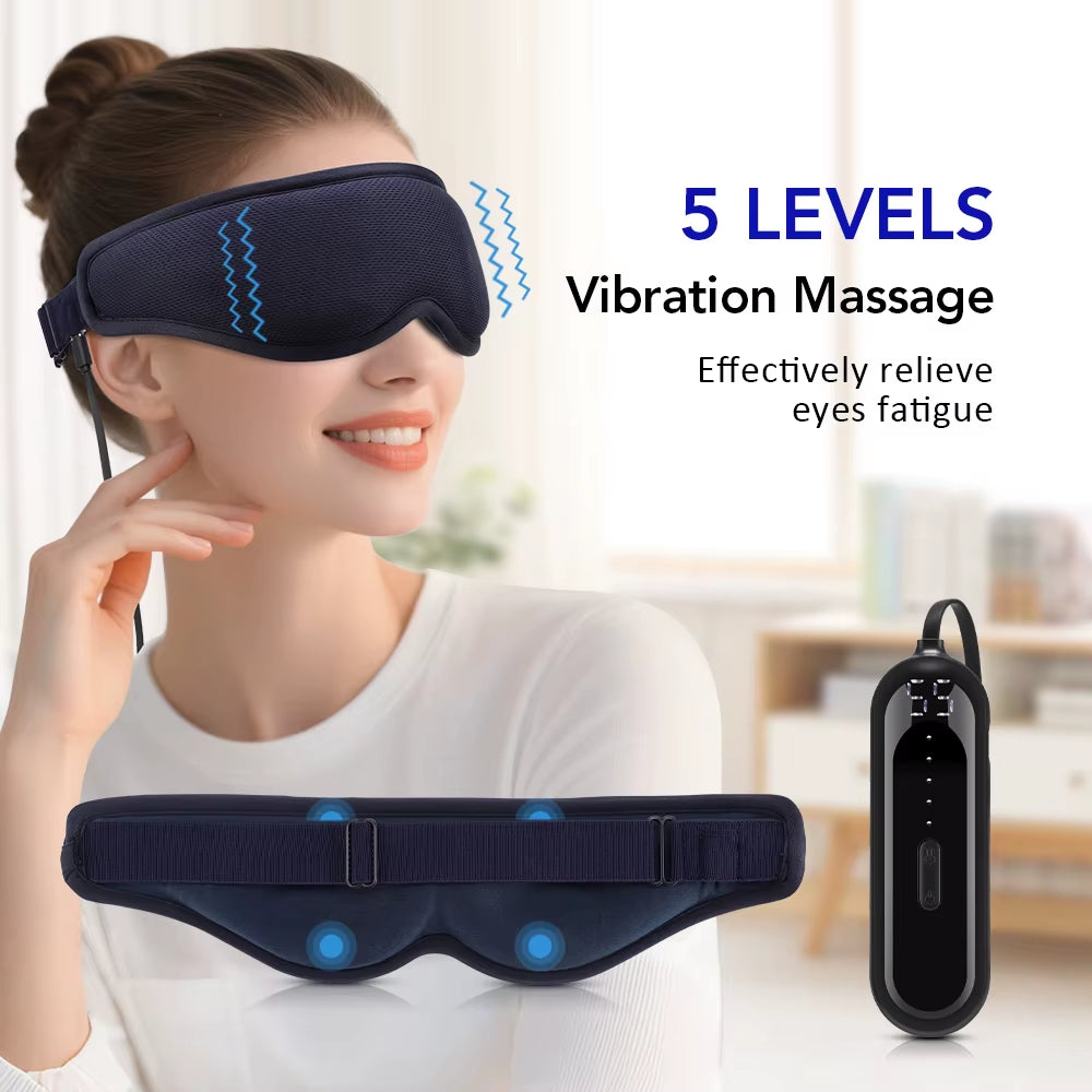 3D Vibration Eye Massager Eyeshade Rechargeable Hot Compress Eyemask for Dry Eyes Eye Mask for Sleeping Light Blocking Women Men