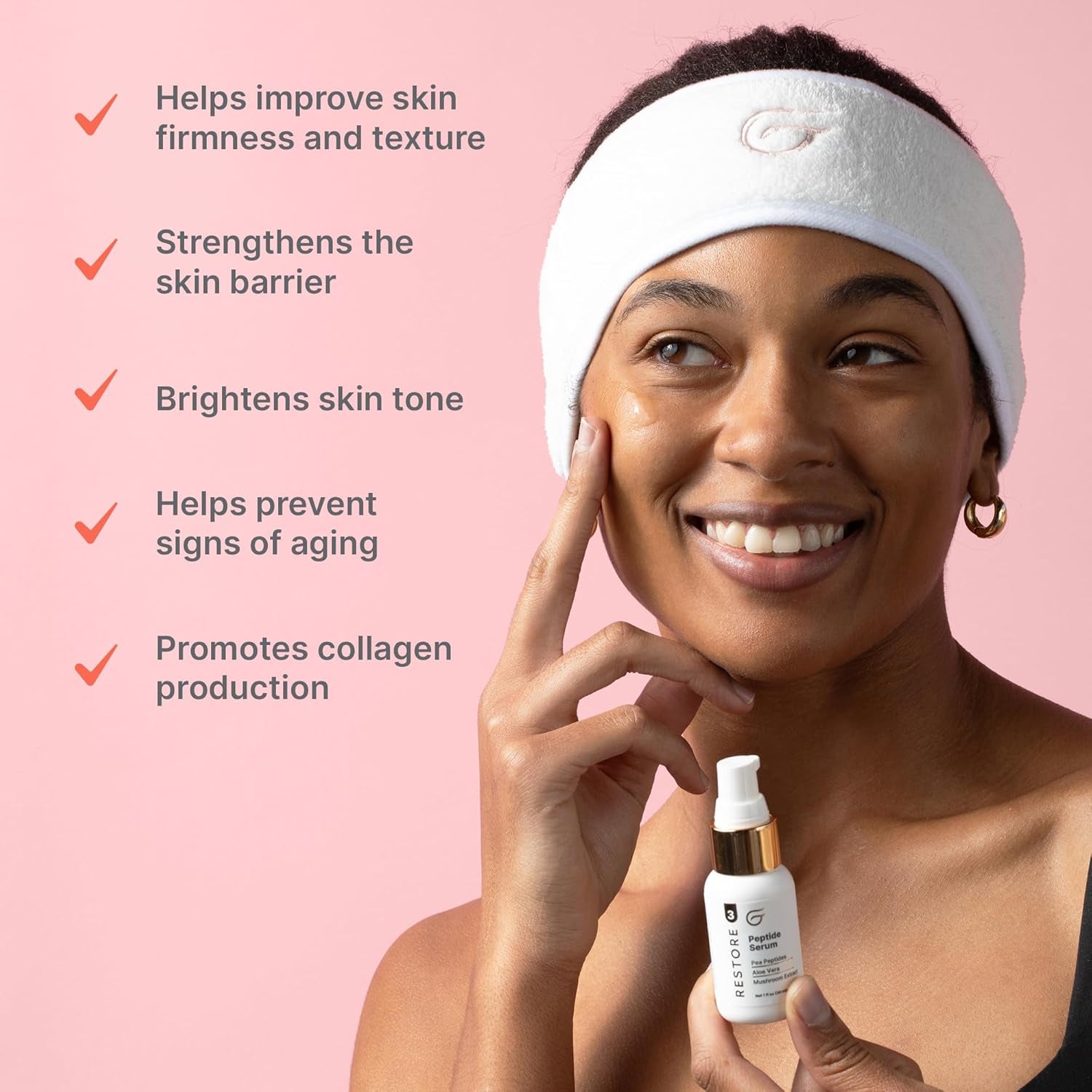 Peptide Serum for Face - Anti-Aging Facial Serum Helps Tighten & Firm Skin - Boosts Collagen & Elastin for Smooth & Supple Skin - Reduce Appearance of Hyperpigmentation & Uneven Skin Tone