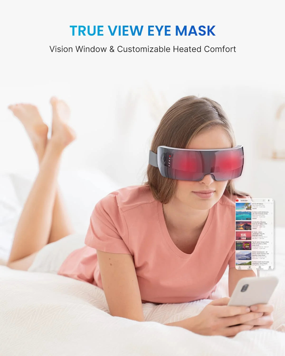 Heated Eye Massager Ture View Adaptive Temple Massage for Eye Relax, Improve Eye Blood Circulation