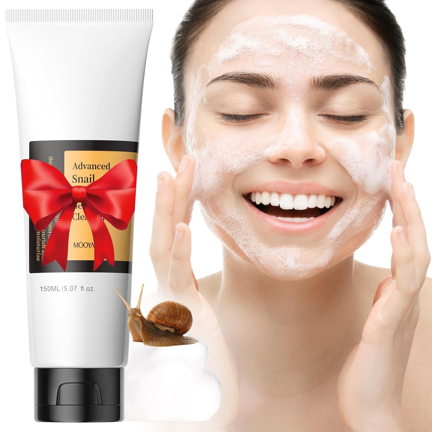 Snail Mucin Cleanser, Advanced Snail Mucin Gel Cleansers, Gentle Face Wash for Women and Men,Snails Facial Repairing Cleanser for Deep Cleaning, Ph-Balanced, Moisturizing,5.07 Fl Oz / 150 ML