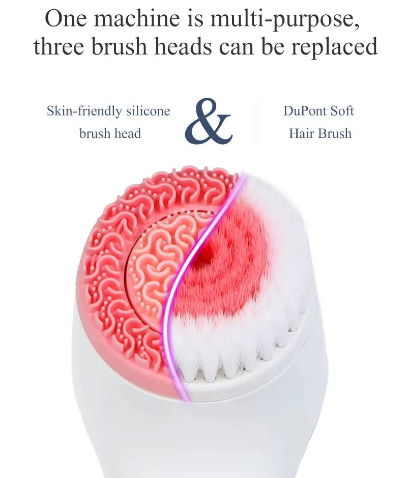 Ultrasonic Electric Cleansing Brush 3 in 1 Face Massagers Sonic Rotating Cleansing Brush Galvanic Remove Blackheads Tool