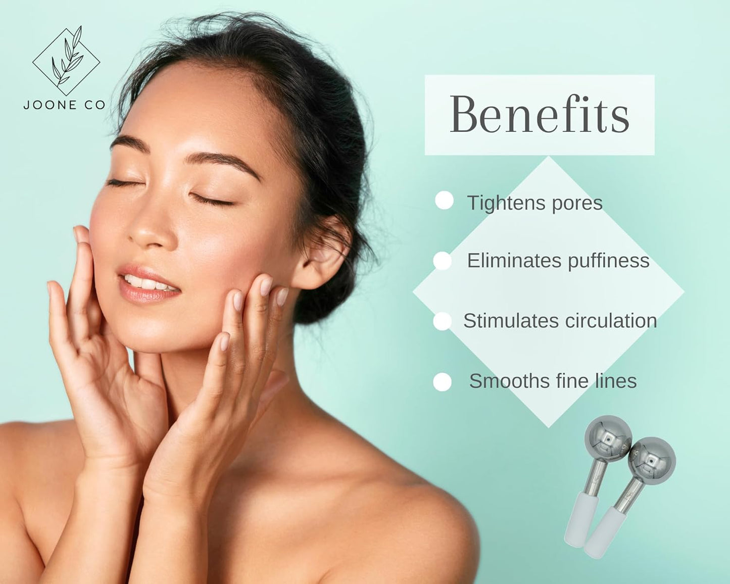 Stainless Steel Face & Eye Roller - 2 Pack Cryo Globes for Face, Neck & Eyes - Reduces Dark Circles & Wrinkles