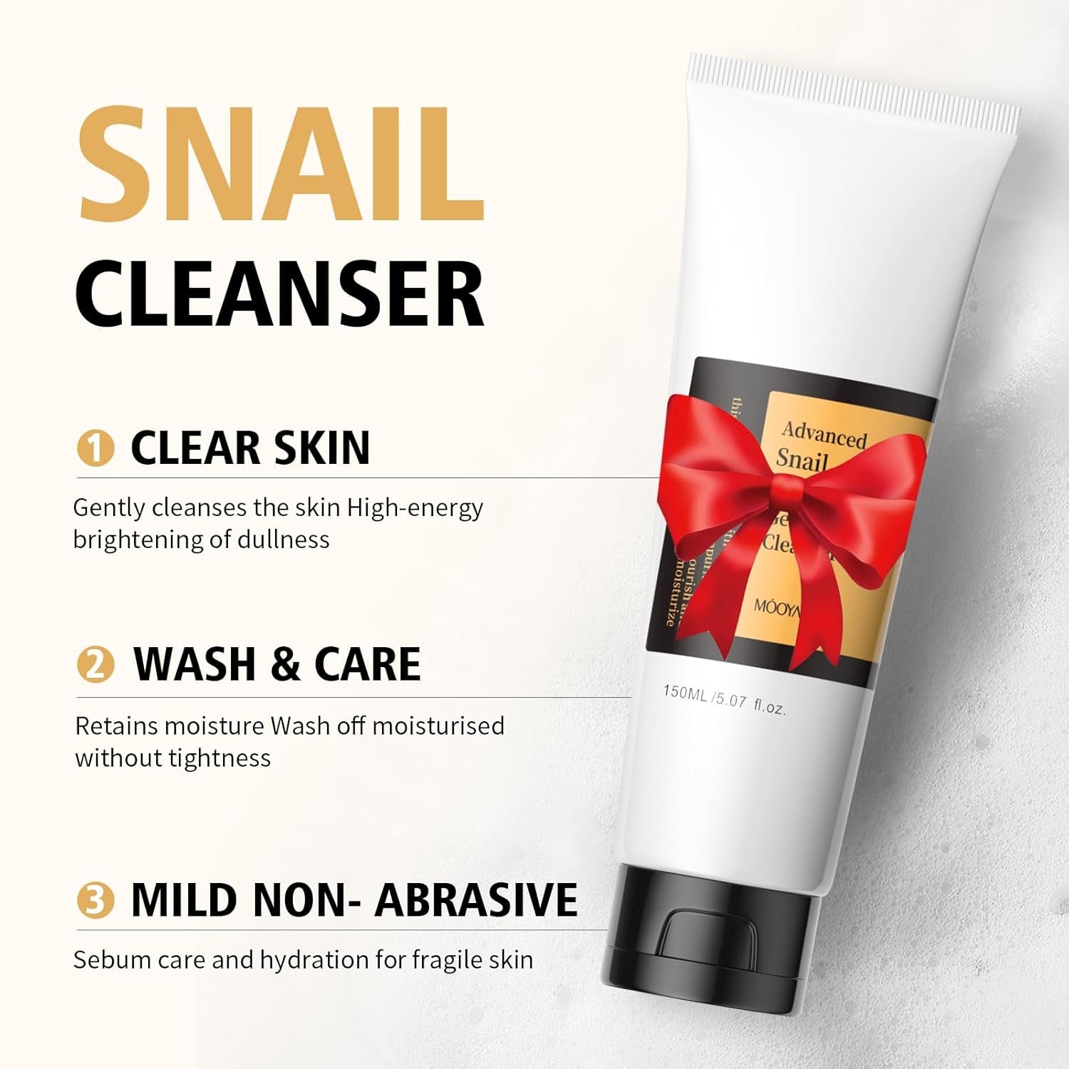 Snail Mucin Cleanser, Advanced Snail Mucin Gel Cleansers, Gentle Face Wash for Women and Men,Snails Facial Repairing Cleanser for Deep Cleaning, Ph-Balanced, Moisturizing,5.07 Fl Oz / 150 ML