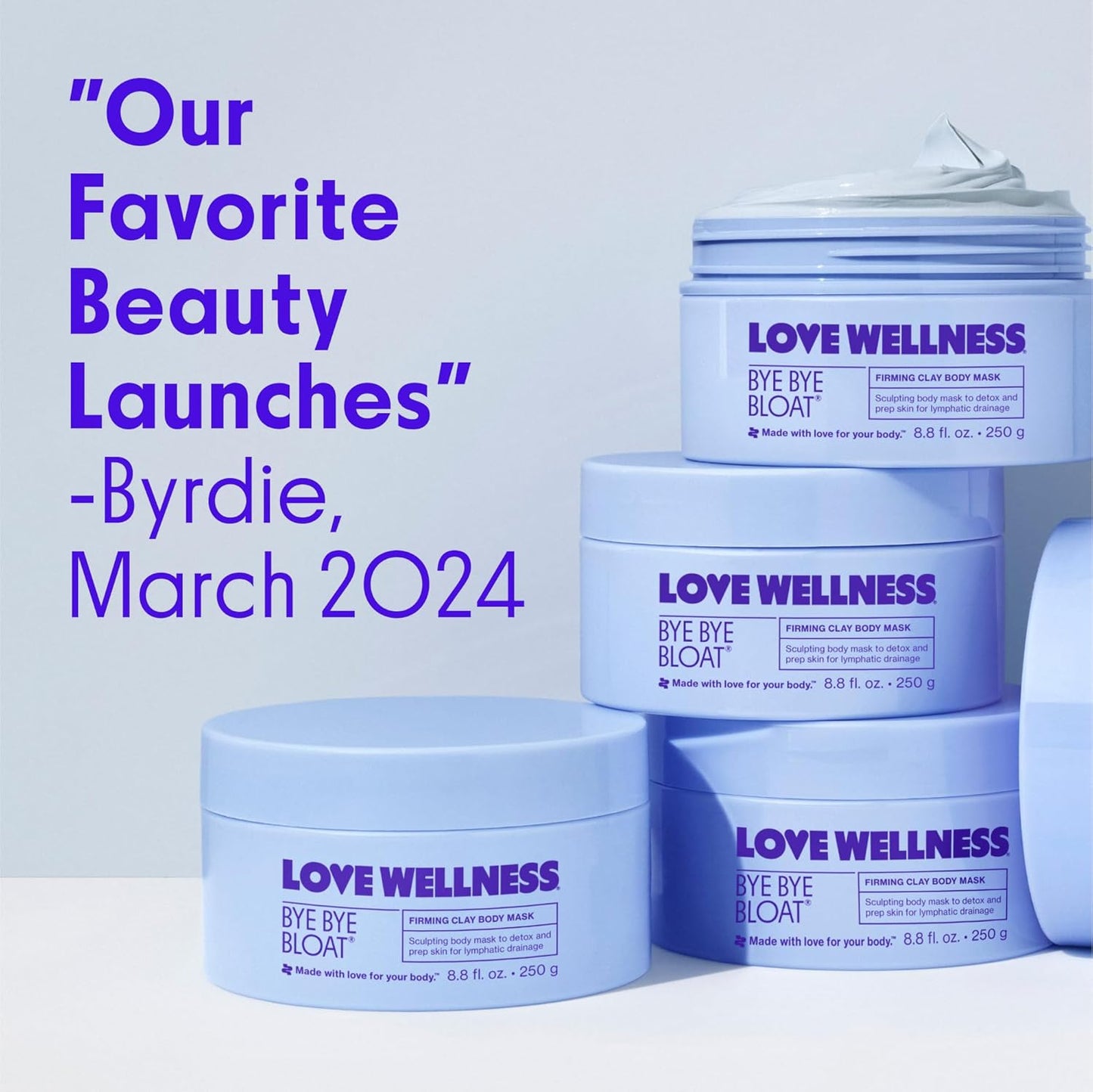 Bye Bye Bloat Firming Clay Body Mask | Lymphatic Drainage Body Mask for Women | Support Bloating Relief, Skin Hydration & Boost Circulation | Caffeine, Grapefruit & Peppermint Oil | 250G