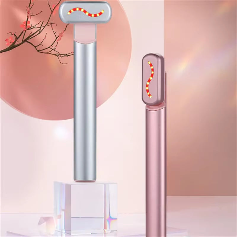 4 in 1 Facial Beauty Wand Red Light Therapy for Face and Neck Eye Massager Reduce Wrinkles Anti-Aging Facial Tools