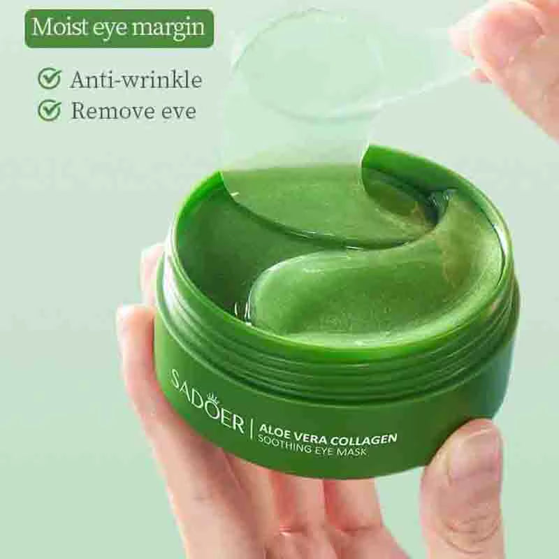 60Pcs Aloe Vera Collagen Eye Mask anti Dark Circles Removal Eyes Bags Moisturizing Anti-Aging Eye Patches Eyes Skin Care