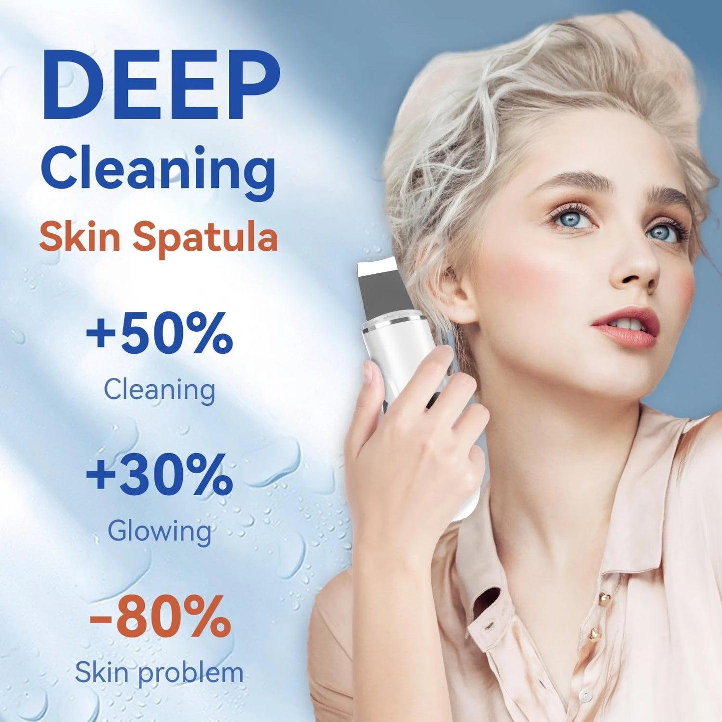 Skin Scrubber Face Spatula Skin Spatula Pore Cleaner Blackhead Remover Tools with 4 Modes, Ultrasonic Face Cleanser Blackhead Extractor for Deep Cleansing, 4 in 1 Facial Skin Care Tool