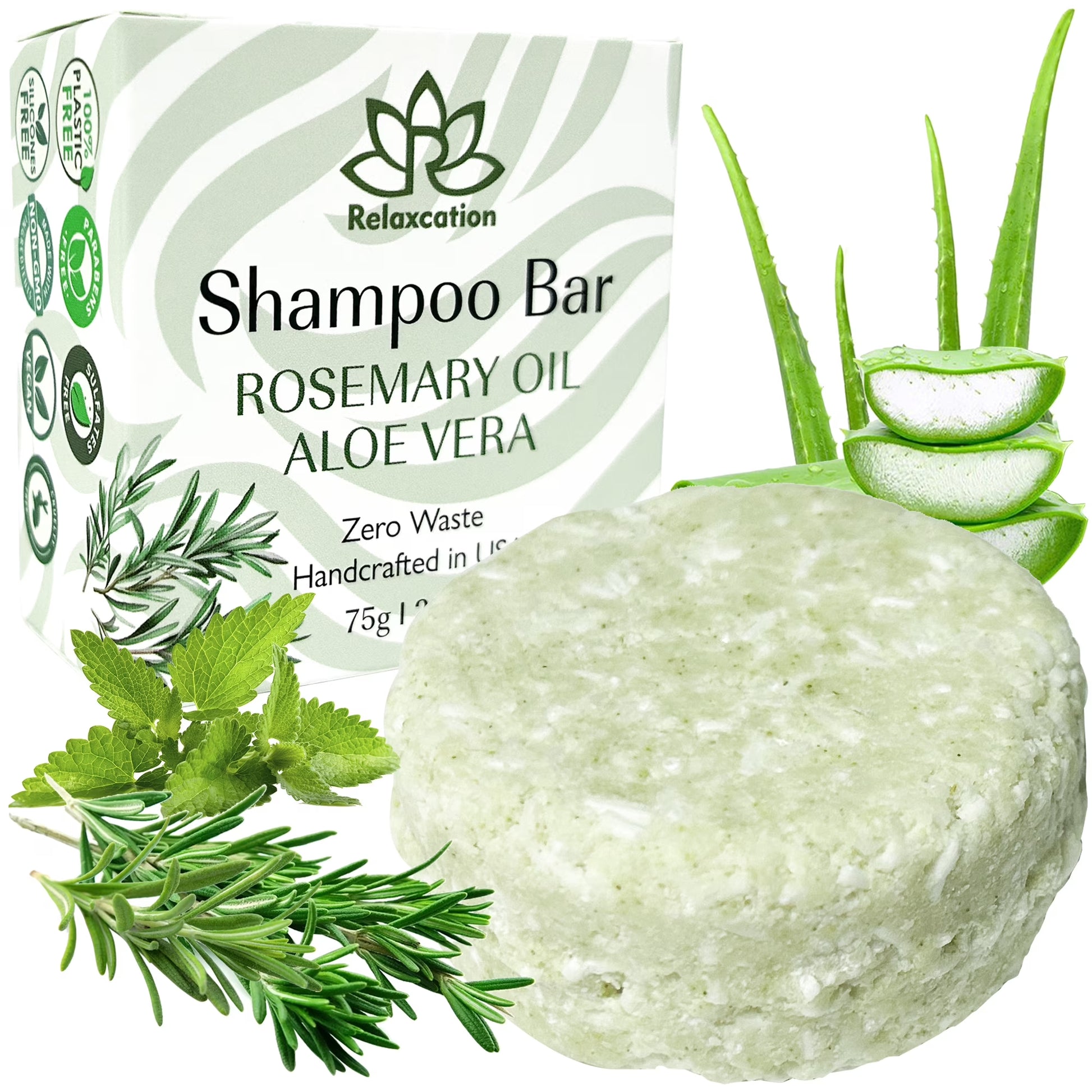 Rosemary Mint Herbal Solid Shampoo Bar for Hair Growth Handmade in USA Natural and Safe by