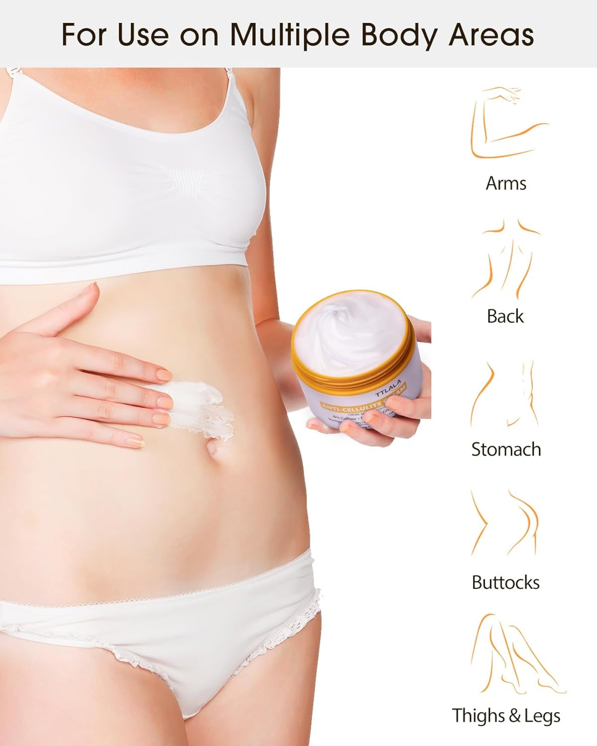 Anti Cellulite Cream for Butt and Thighs, Body Firming Cream with 4% Caffeine and Forskolin, B Flat Belly Firming Cream and Skin Tightening Cream, Moisturizing 5.4 Oz