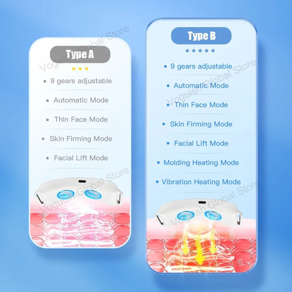 Electric Double Chin Device and V-Face Machine with 8 Modes and 15 Gear Adjustable Intensities - Intelligent Double Chin Machine for V-Face