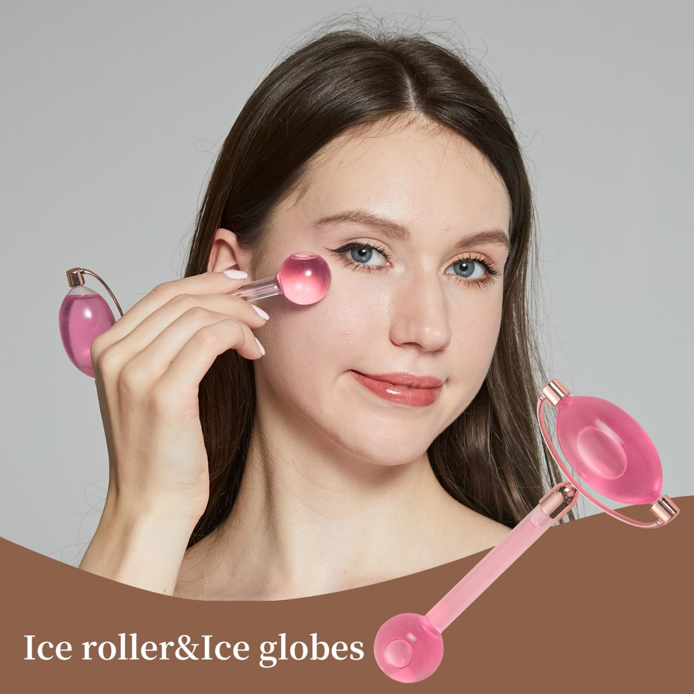 Ice Globes for Facials,Tighten Skin, Reduce Puffiness and Headaches, Enhance Circulation and Complexion (Pink)