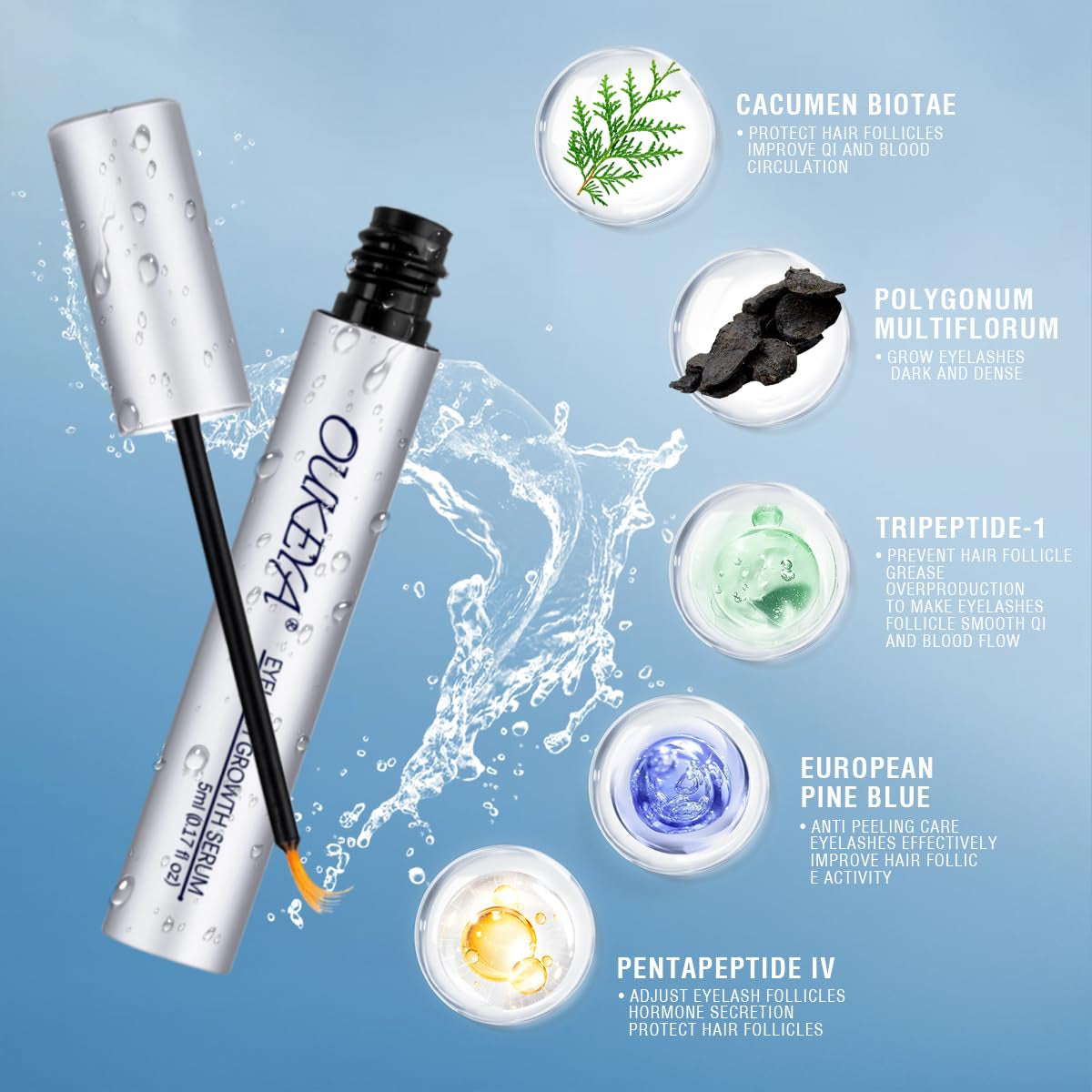 Advanced Eyelash Growth Serum, Effective Eyelash Enhancing Serum for Longer, Thicker Eyelashes and Eyebrows Extensions with a Hypoallergenic Formula Safe and Non-Irritating Vegan Cruelty-Free