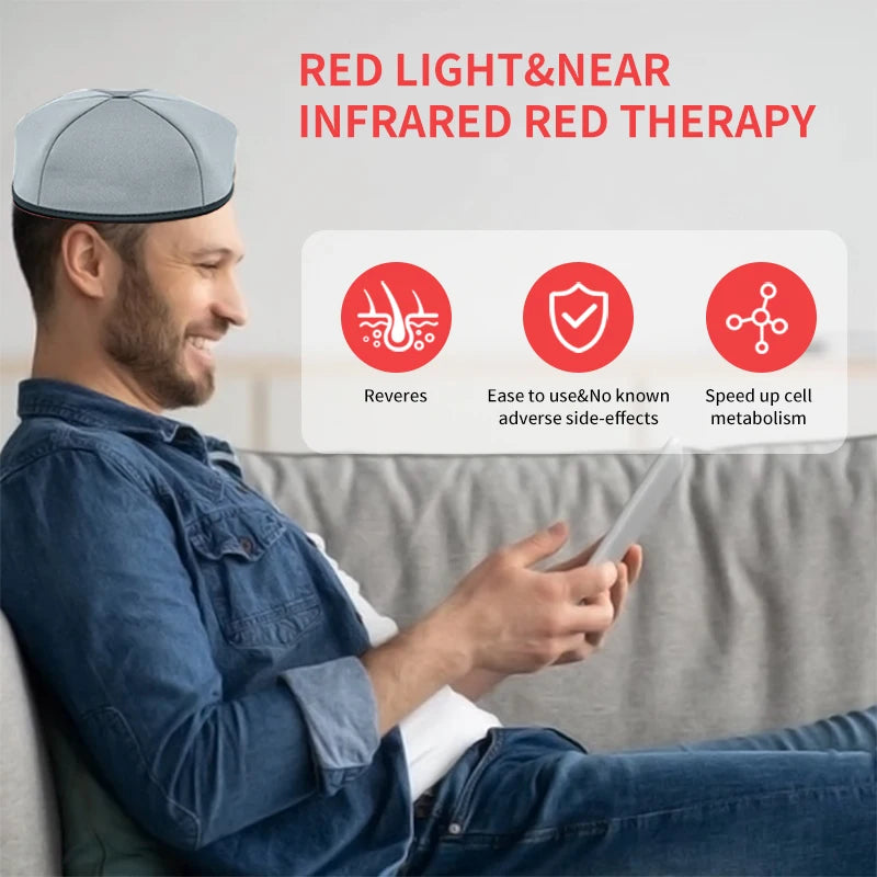 Red Light & near Infrared Therapy Cap for Hair Growth 660Nm 830Nm LED Hat Helmet Pigarlic Oily Natural Device Head Relaxation