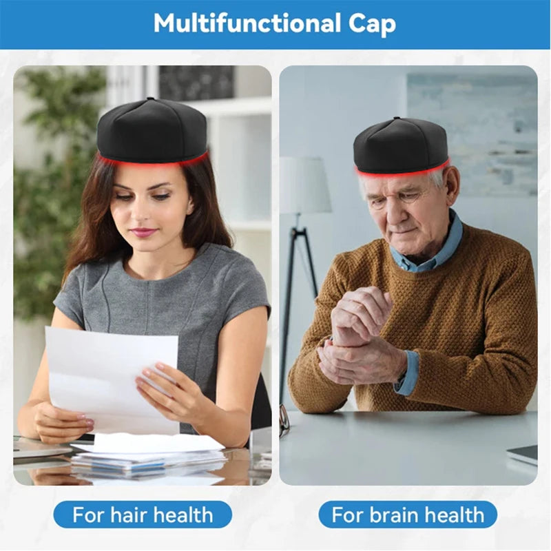 Red Light & near Infrared Therapy Cap for Hair Growth 660Nm 830Nm LED Hat Helmet Pigarlic Oily Natural Device Head Relaxation