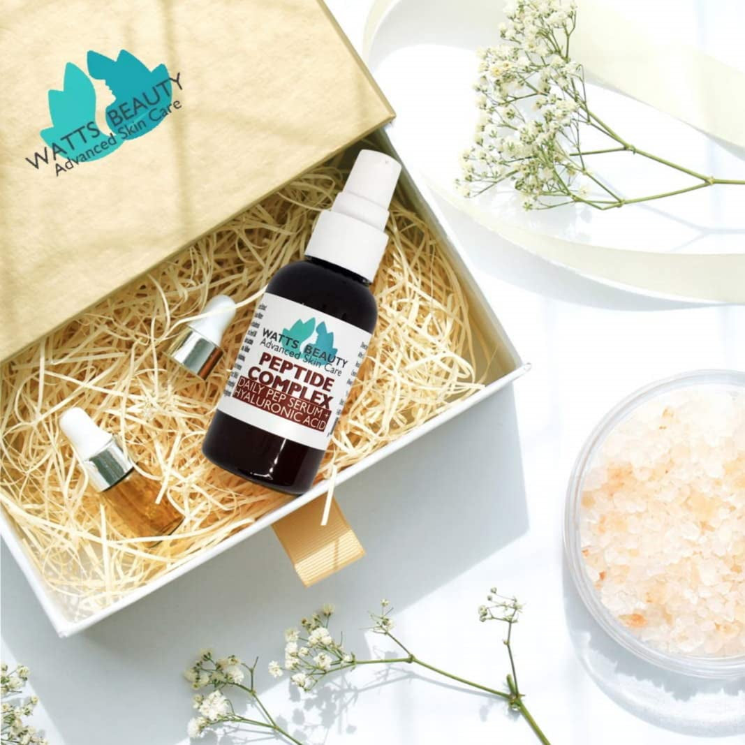 Peptide Anti-Aging Face Serum - Hyaluronic Acid and Collagen Boosting Daily Face Care Polypeptide Complex with L-Arginine Firms Wrinkles and Boosts Collagen 4 Oz