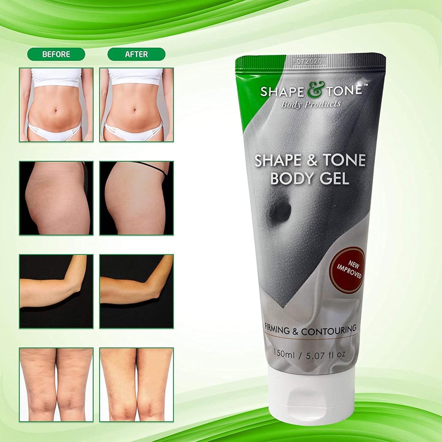Anti-Cellulite Gel Cream – Body Moisturizer for Arms Legs and Stomach – Lift and Slim Body Cream by Shape and Tone 150 Ml