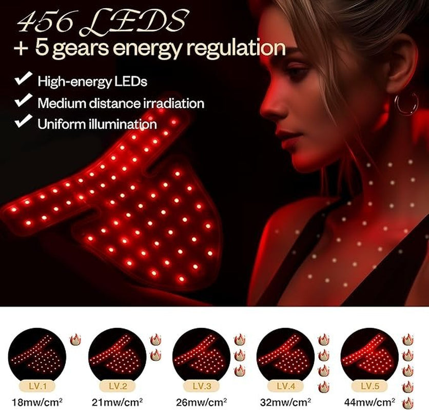 Red Light Therapy Mask Set, Led Mask Light Therapy for Face & Neck Near-Infrared