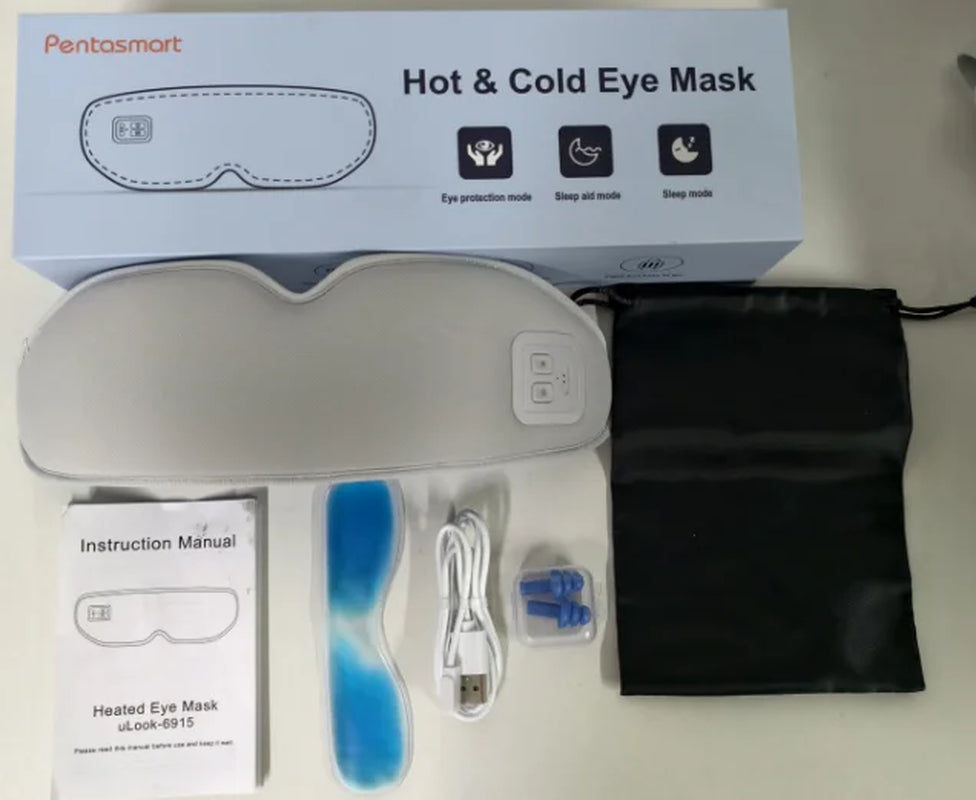 Cold & Hot Compress Eye Mask Vibration Heated Eye Massager 3D Design Soothing Massage Eye Care Relax Relif Fatigue Sleep Travel