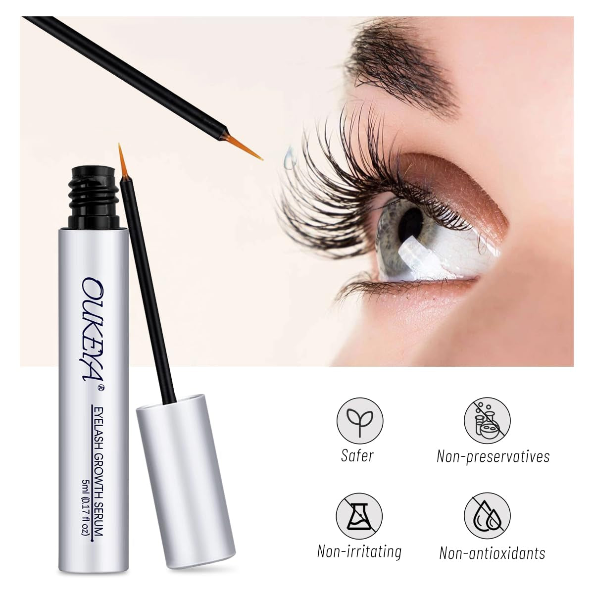 Advanced Eyelash Growth Serum, Effective Eyelash Enhancing Serum for Longer, Thicker Eyelashes and Eyebrows Extensions with a Hypoallergenic Formula Safe and Non-Irritating Vegan Cruelty-Free