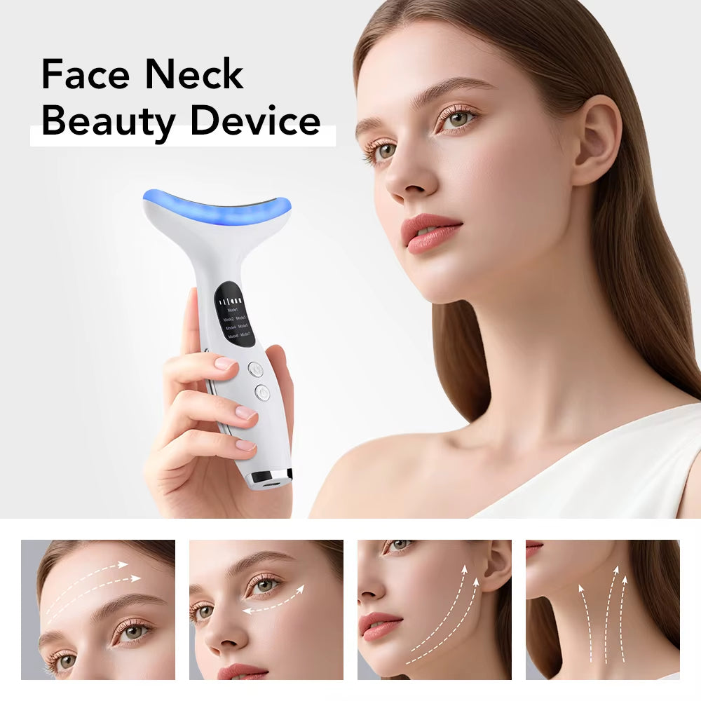 7 Colors LED Face Neck Massager EMS Face Sculpting Tool Skin Rejuvenation Device Facial Lifting Beauty Machine Skin Care Tools