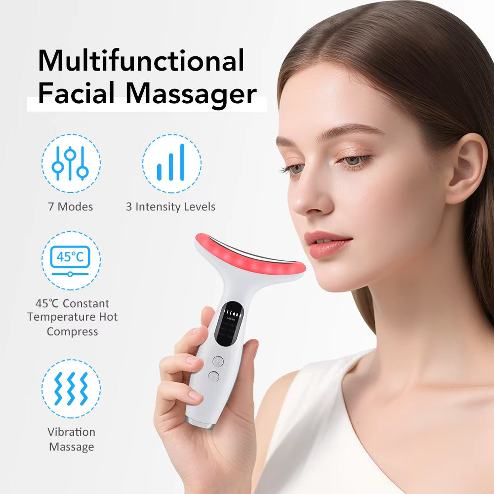 7 Colors LED Face Neck Massager EMS Face Sculpting Tool Skin Rejuvenation Device Facial Lifting Beauty Machine Skin Care Tools