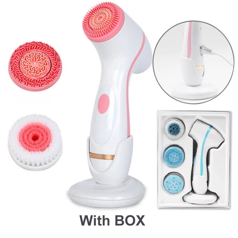 Ultrasonic Electric Cleansing Brush 3 in 1 Face Massagers Sonic Rotating Cleansing Brush Galvanic Remove Blackheads Tool