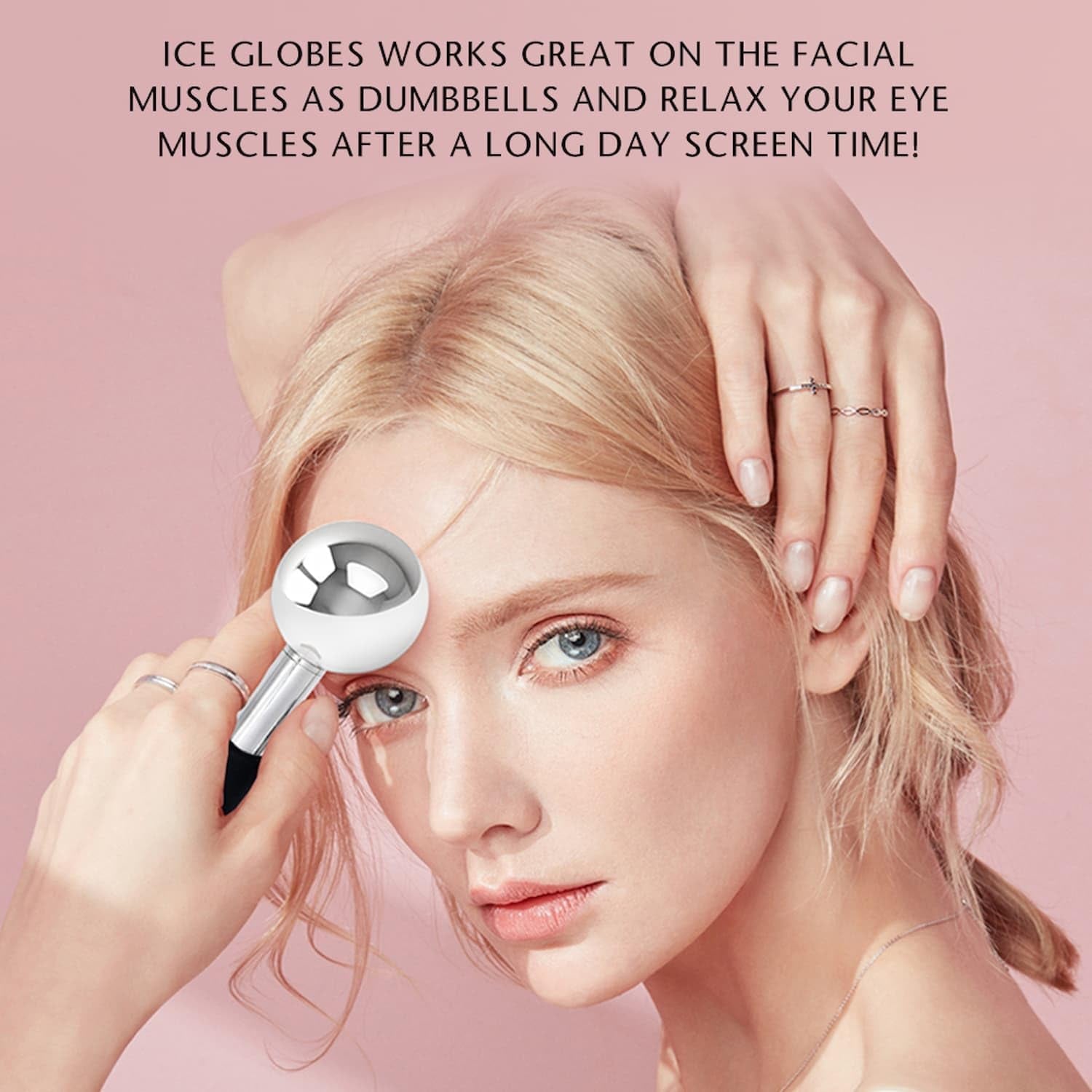 Stainless Steel Ice Globes for Facials, Cold Therapy Facial Roller for Face and Eyes, Facial Cold Roller Massager Skincare Tool