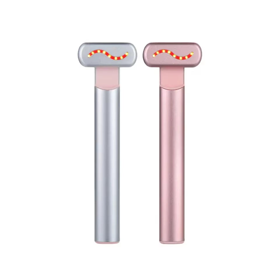 4 in 1 Facial Beauty Wand Red Light Therapy for Face and Neck Eye Massager Reduce Wrinkles Anti-Aging Facial Tools
