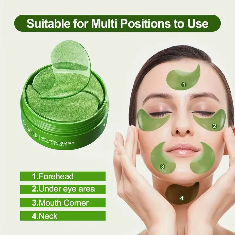 60Pcs Aloe Vera Collagen Eye Mask anti Dark Circles Removal Eyes Bags Moisturizing Anti-Aging Eye Patches Eyes Skin Care