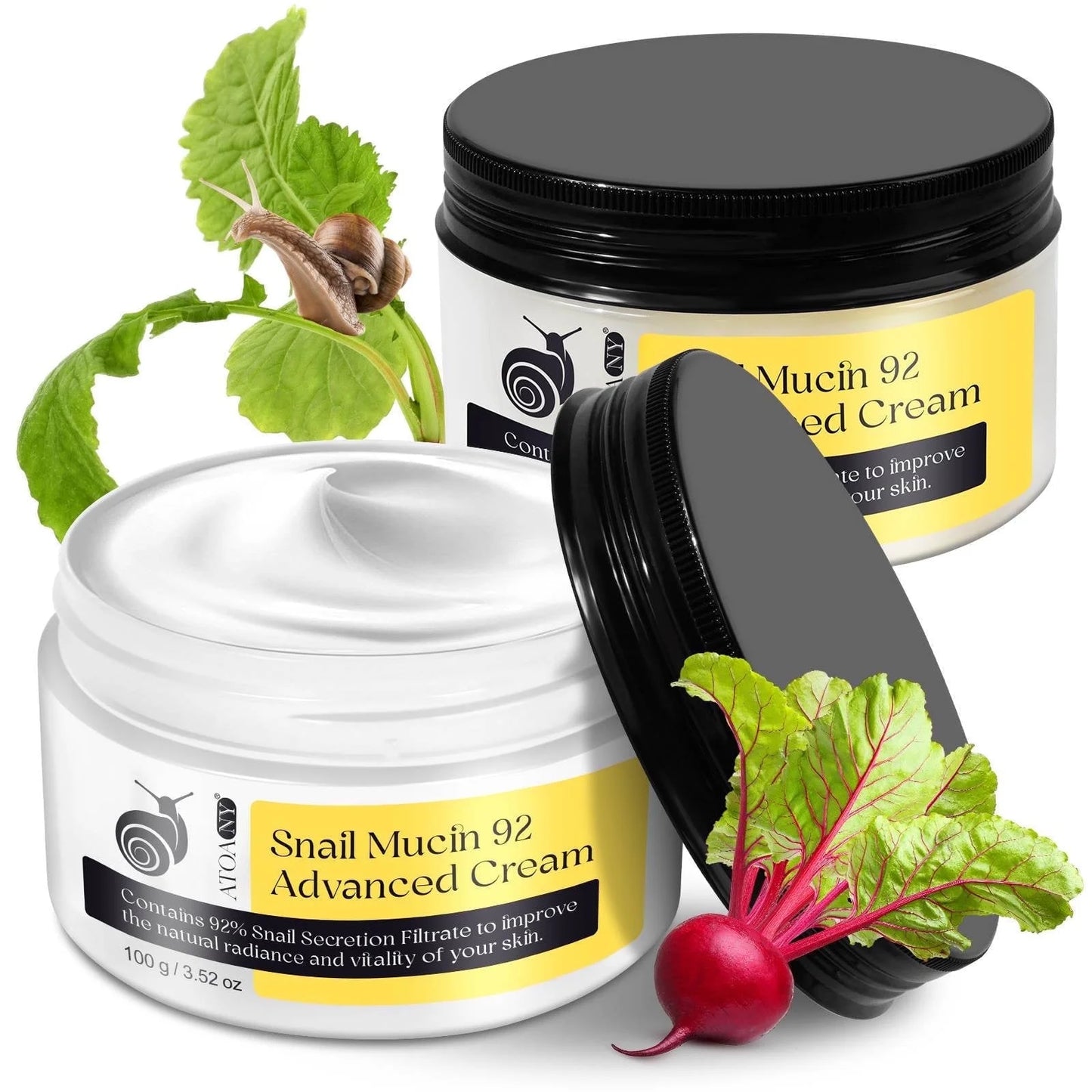 Snail-Mucin Moisturizer 92% Cream,Daily Face Moisturizer Hydrating for Women Dry Skin and Sensitive Skin,All Skin Types Skincare - 2Pack