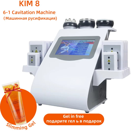 6 in 1 40K Ultrasonic Cavitation Machine Weight Loss Skin Lift Tightening Vacuum Lipo KIM8 Body Slimming Machine Body Shaping