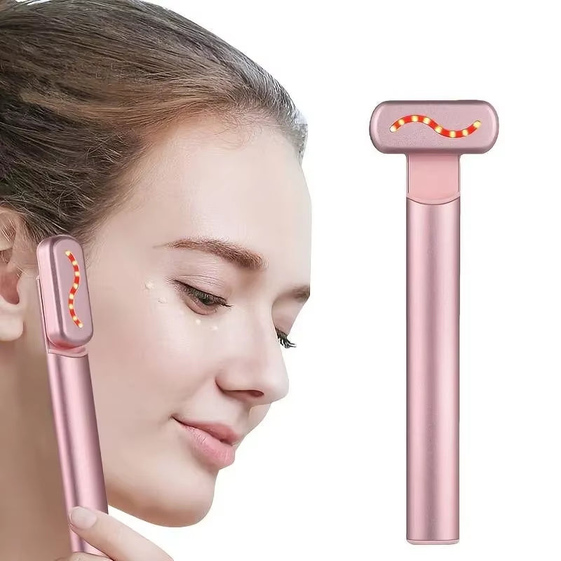 4 in 1 Facial Beauty Wand Red Light Therapy for Face and Neck Eye Massager Reduce Wrinkles Anti-Aging Facial Tools