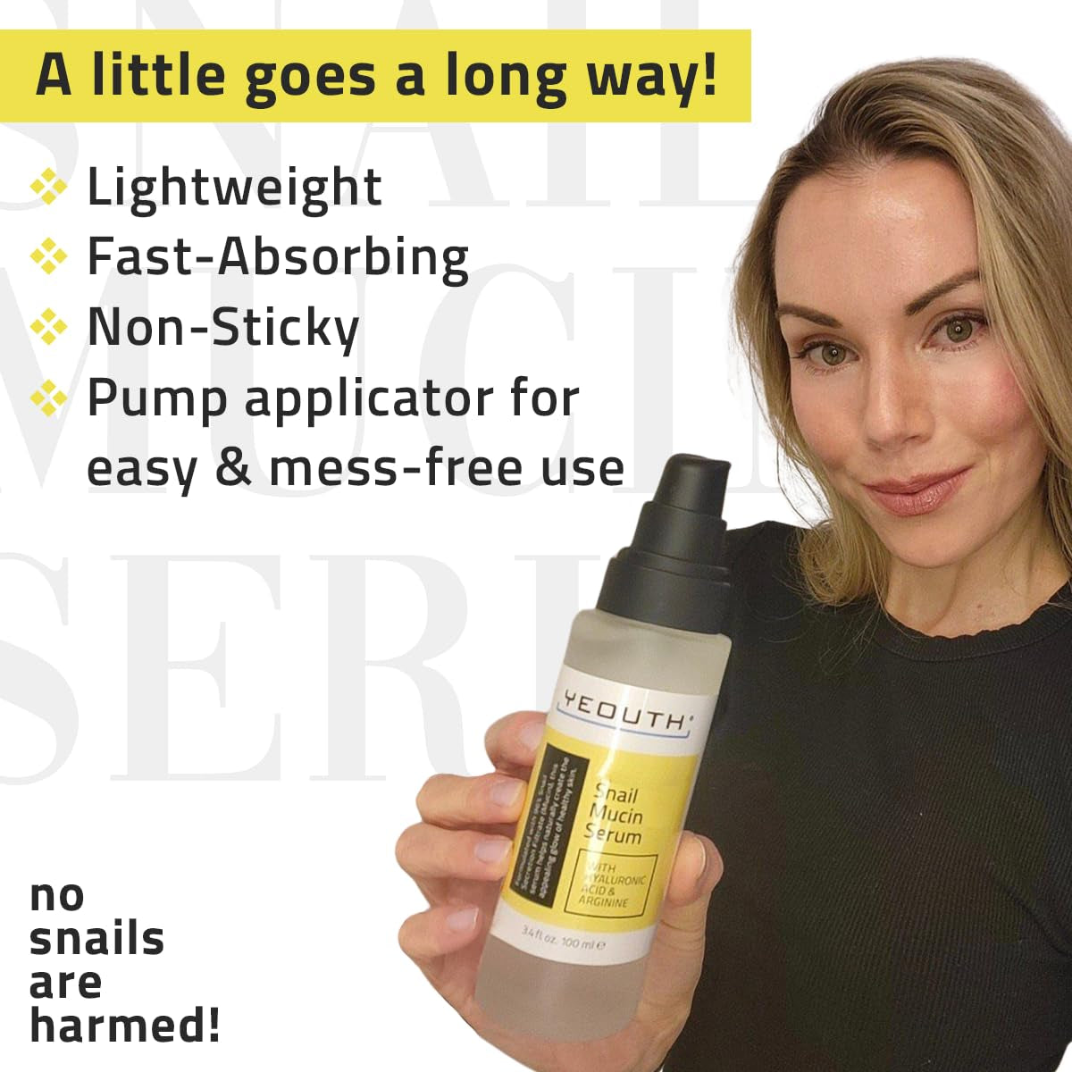 Snail Mucin Serum for Face, Hydrating Snail Face Serum with Hyaluronic Acid, Lightweight, Fast-Absorbing & Non-Sticky 3.4Oz